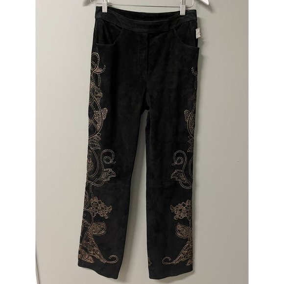 St. John Pants - St. John Suede Embroidered Pant Size 4